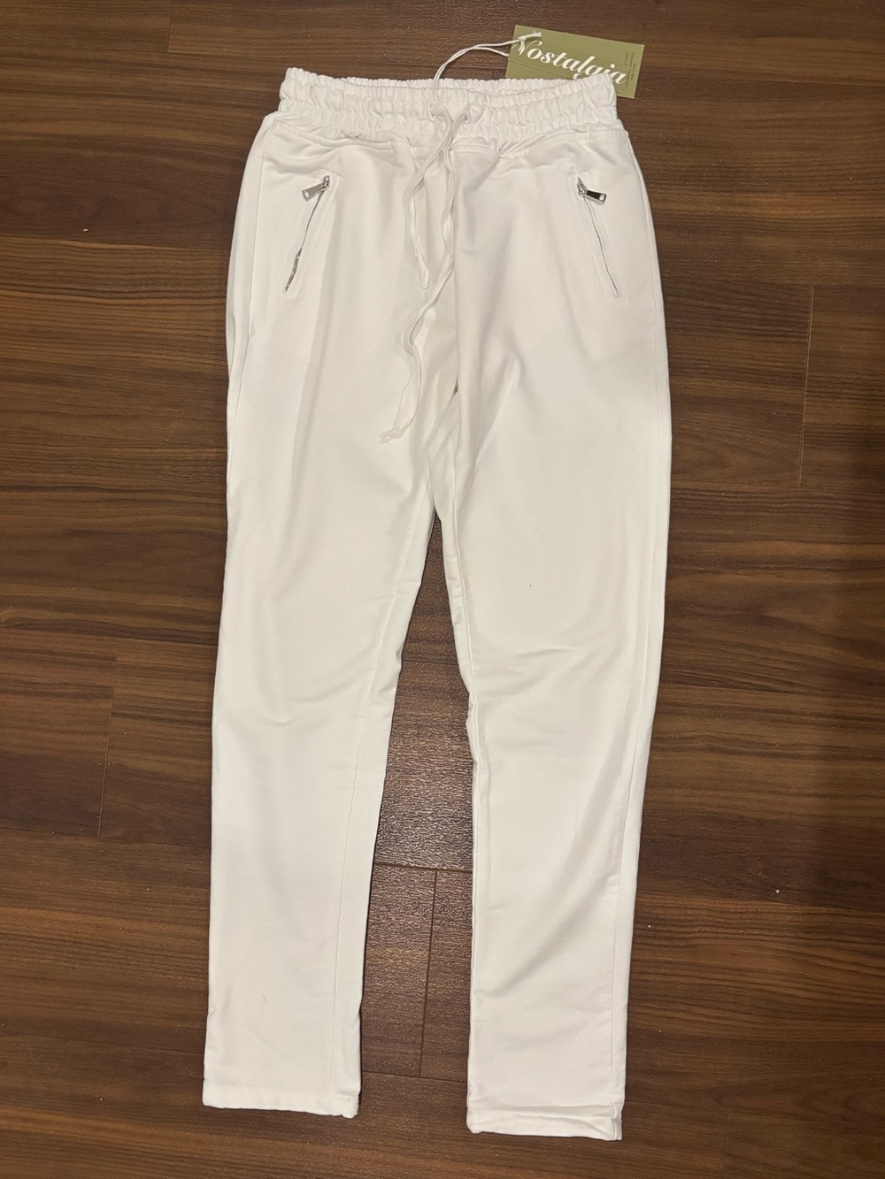 Nostalgia Size Small White Elastic Waist Jogger